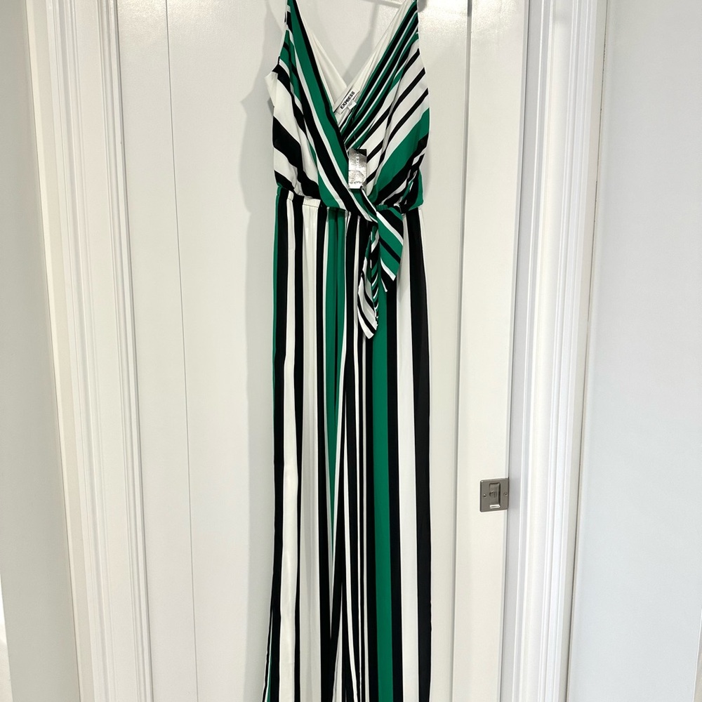 Express Green and Black Striped Garment